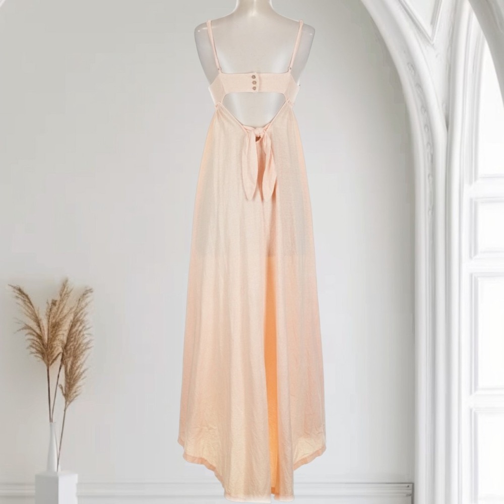 Free People Beach Women's XS Maxi Dress Organic Cotton/Linen Adjustable Straps - Picture 2 of 5